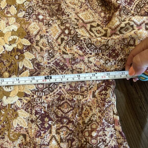 NWT Savanna Jane Medium Brown Andree Embroidered Top Pullover Boho Tunic Shirt - Picture 9 of 11